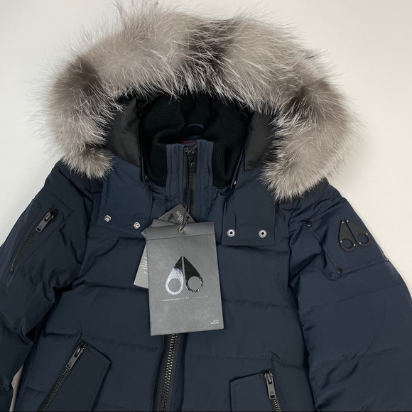 Moose Knuckles Ladriere Bomber True Navy Frost Fur - Picture 2 of 5